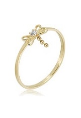 very nice small cz diamond dragonfly gold ring for babies